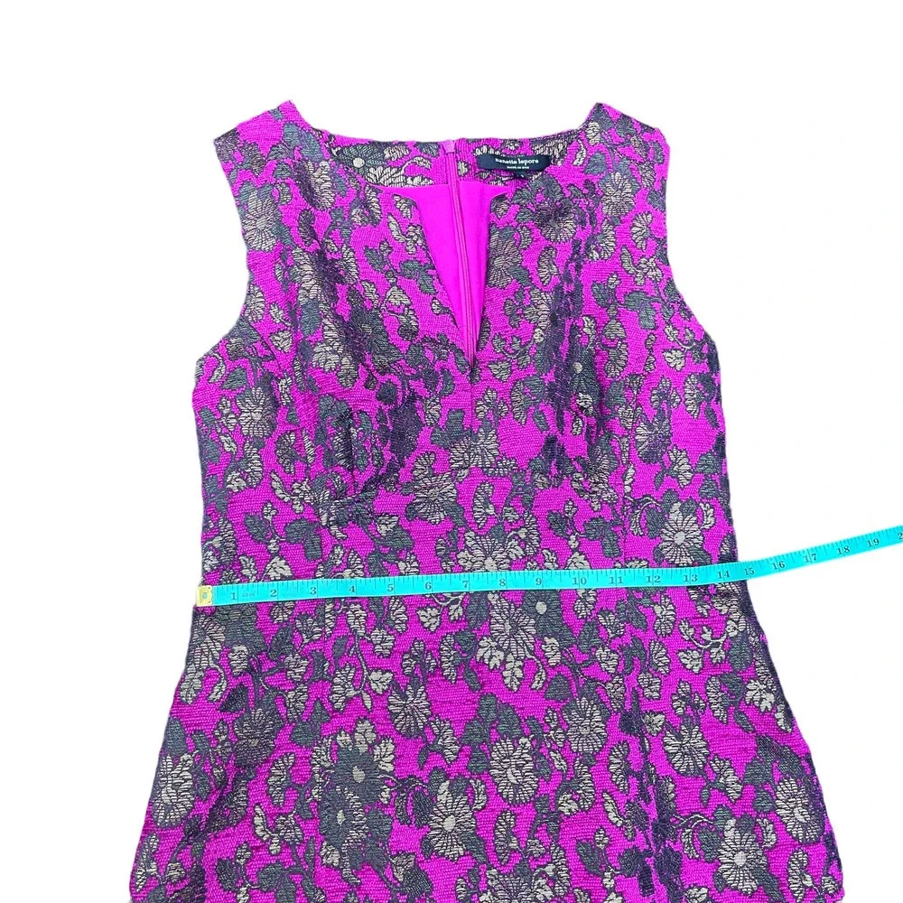 Nanette Lepore Fuchsia and Black Lace Midi Dress - Picture 12 of 15